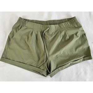 Zyia Women Sz XL Lined Summer Active Shorts Cuffed Hem Green Military 3" Inseam